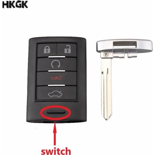 5 Buttons Replacement Key Shell for Cadillac DTS CTS STS XTS 2005 2006 2007 2008 2009 2010 2011 Key Case With Blade