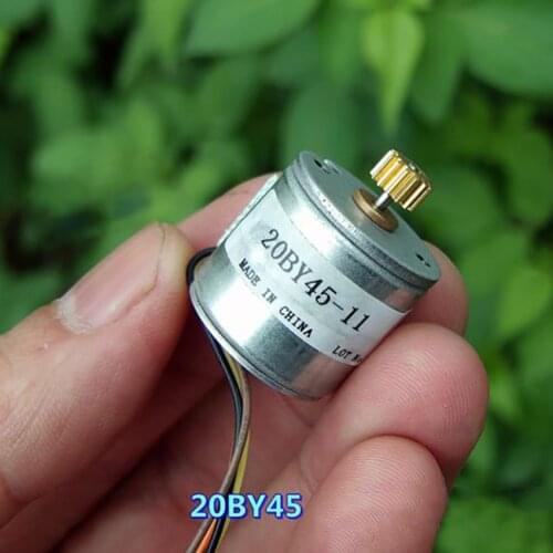 Two-phase Four-wire Photo Printer Stepper Motor with Copper Gear DC 6V 20BY45 Output Shaft 1.45mm Step Angle 18 Degrees