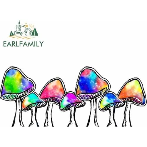 EARLFAMILY 13cm x 5.6cm for A Bunch of Colorful Mushrooms Air Conditioner Personality Decal Vinyl Material Creative Car Stickers