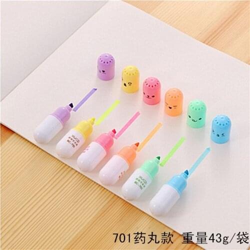 Fluorescent Pen Minipill Fluorescent Pen Color Painting Key Pen Marking Pen Graffiti Pen 6-color Set