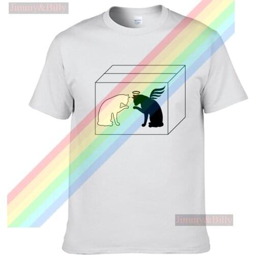 Schrodingers Cat White Cat And Black Cat T Shirt For Men Limitied Edition Unisex Brand T-shirt Cotton Amazing Short Sleeve Tops
