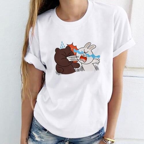 T Shirt Women Kawaii animal Printed Short Sleeve Tees Tops Ladies Graphic T-shirts Female Harajuku Fashion Casual Lady T-Shirt