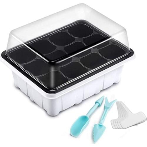 Nursery Pots Seeds Vegetables Plastic 12-Holes With Lids Seedling Tray For Planting Germination Grow Box Hydroponic Home Garden