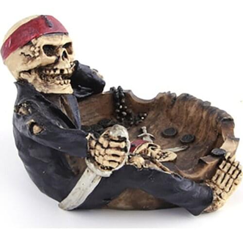 Skull Ashtray Resin Smoking Suit Gift Creative Home Gadgets Cigarette Restaurant Tray Decoration Ornaments