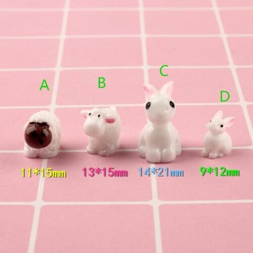Kawaii Resin Cabochons 10pcs 3D Cute Animal Rabbit Sheep Clay Beading Charms Pendant material DIY Ornament Accessories