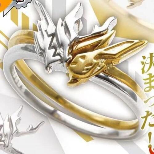 Kamen Rider Build Gold Rabbit Silver Dragon Couple Rings 925 Sterling Silver BL Lover Ring Adjustable Jewelry Gift Cosplay Props