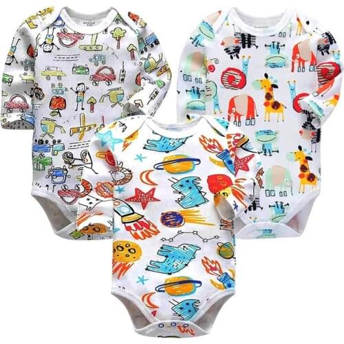 3PCS/LOT Baby Bodysuits Autumn Top Quality Baby Girl Boy Clothes 100% Cotton Long Sleeve Underwear Infant Baby Jumpsuit 0-24M