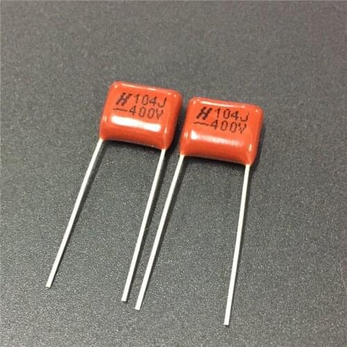 50pcs CBB capacitor 104 400V 104J 0.1uF 100nF P10 CL21 Metallized Polypropylene Film Capacitor