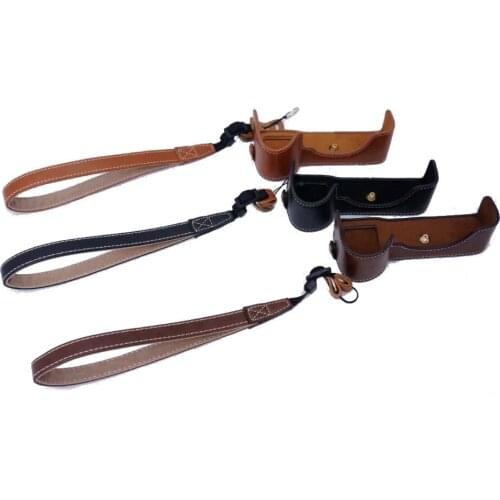Leather Protect Half Case Grip with strap for Sony Alpha A7 Mark III M3 Camera