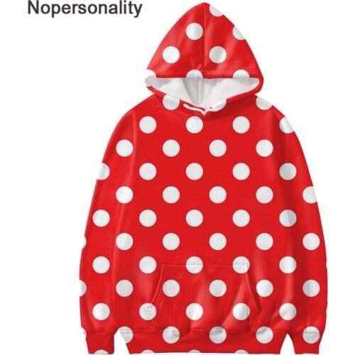 Nopersonality Red Hoodie Polka Dot Print Women Hoodies Fashion Oversized Hoodie Sweatshirt Street Hoodies Christmas Gift