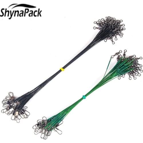 Hot Anti Bite Steel Fishing Line Steel Wire Leader With Swivel Fishing Accessory Lead Core Leash Fishing WireTackle 15CM-30CM