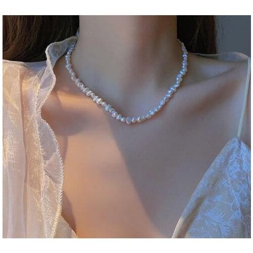 Favorite Pearl Necklace White Baroque Real Genuine Freshwater Pearls Fine Jewelry Wedding Birthday Party Women Gift