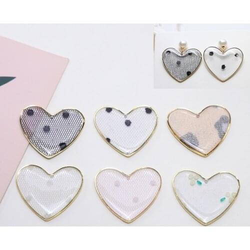 Minimum order 30pcs/lot geometric spot hearts shape resin pendants diy earrings/necklace charms accessory