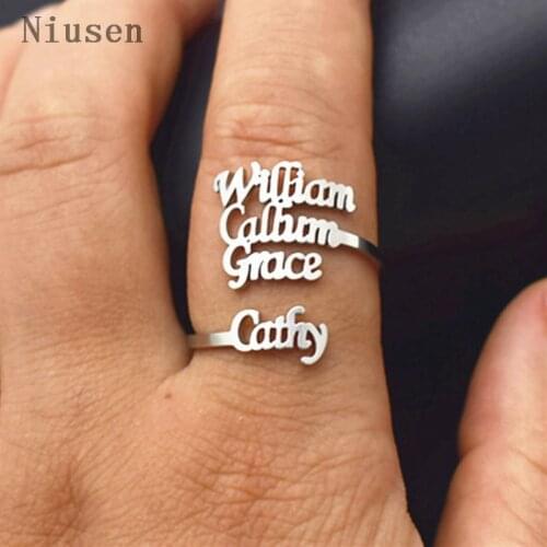 Custom Three or Four Names Ring Children Name Ring Meaningful Mother Gift Family Stackable Name Jewelry For Women New Mom Gift
