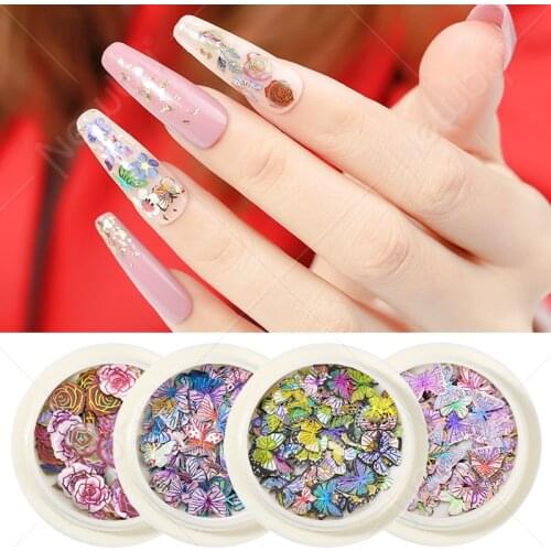 50pcs/jar Mixed Dried Flowers for Nail Art Butterfly Decorations Colorful Natural Dry Flower 3d Beauty Floral Stickers Manicure