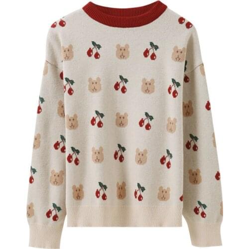 2020 NEW Autumn Vintage Ladies Sweaters Thick Pullover Winter Warm Knitting Jumper Soft Long Sleeve Sweater Japanese Print Top