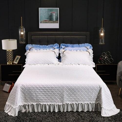 New Soft velvet Quilting ruffles bed cover Bed Skirt Bedspread Bed Sheet Bed Cover Pillowcase Bedding Set