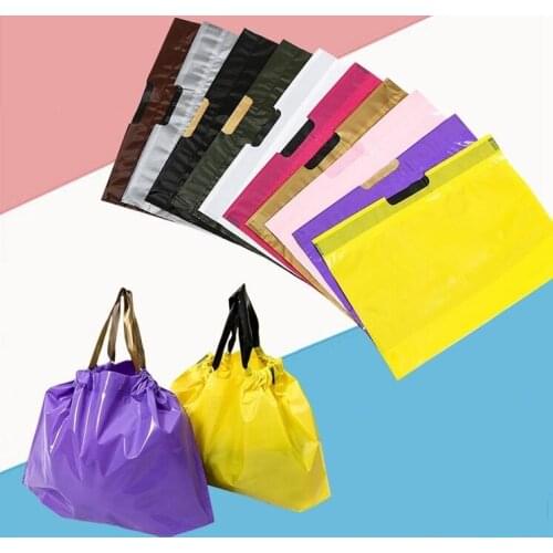 Qi 7colors Plastic Drawstring Bag 50pcs/lot Plastic Shopping Bag With Handle For Clothes/Shoes Plastic Boutique Bags for Jewelry