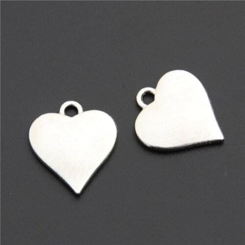 15pcs Silver Color Simple Heart Blank Charms Pendant For Necklace Pendant For DIY Jewelry Making A2559