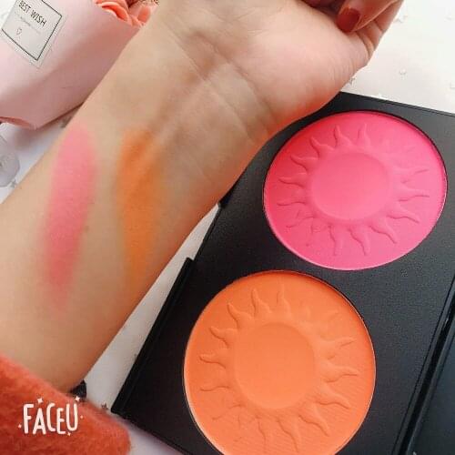 Professional makeup double blush two color rouge repair powder Photo Studio School orange pink novice