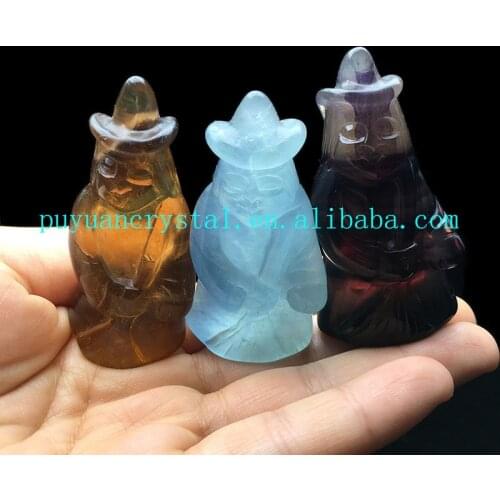 Natural Rainbow Fluorite Carved Crystal Witch Figurine Healing Crystal Feng Shui Witch Craft Halloween Decor Wiccan Reiki Gift