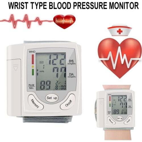 Automatic Wrist Blood Pressure Monitor LCD Digital Sphygmomanometer Tonometer Intelligent Heart Beat Rate Pulse Meter Measuring