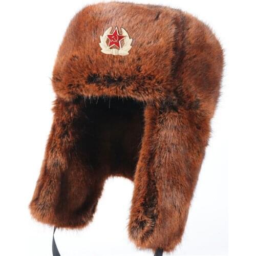 High Quality Faux Fur Hat Winter Warm Hat Womens Mens Bomber Warm EarFlap Hats Caps WindProof Thermal Hats Ski Snow Hats Caps
