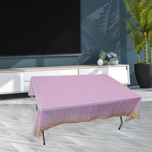 Tablecloth Foldable Disposable PE Material Rectangle Rose Gold Dot Table Cover partyfor Restaurant