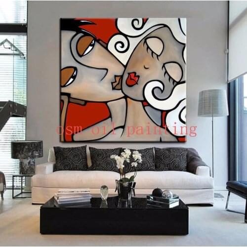 Pure Handmade Modern Abstract Portrait Figure Wall Art Acrylic Picture Home Wall Decorative Hand Painted Sex Couple Oil Painting