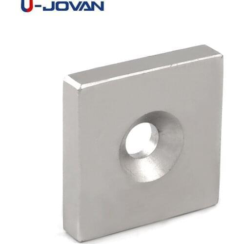U-JOVAN 1pc 50 x 50 x 10 mm Hole:10mm Super Strong Countersink Block Neodymium Magnet Rare Earth Permanent Magnets