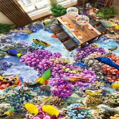 Wellyu Custom HD Marine Coral Waterproof Bathroom Floor Painting Kitchen Balcony PVC Wall Wall 3D Wall Sticker