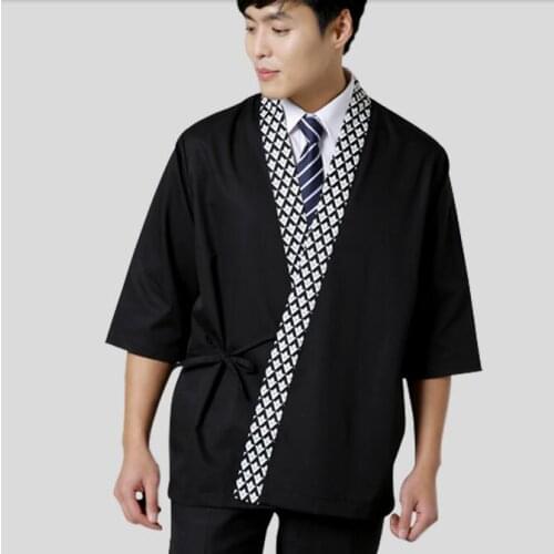 Japanese food uniform Sushi chef uniform Chef jacket Cuisine Kimono Men