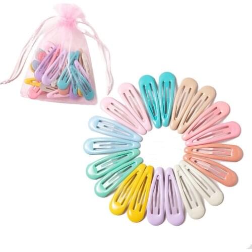10/20/30/40Pcs=1Set Fashion Drop Hair Clips Candy Color Hairpins Hair Accessories for Girls Cute Barrette Headwear with Yarn Bag