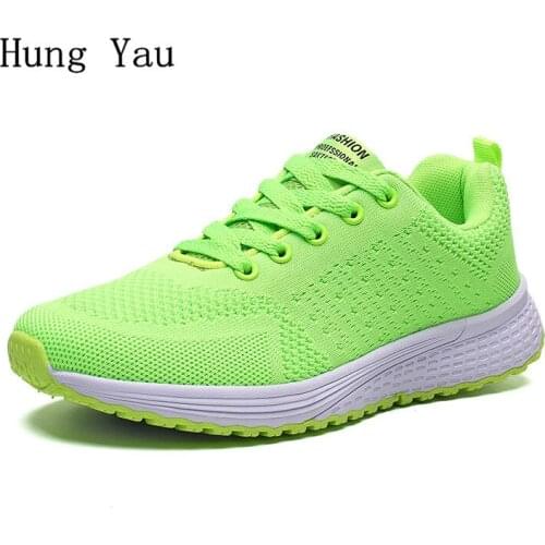 Women Flats Shoes Fashion Outdoor Breathable Couple Casual Lace Up Mesh Shoes Woman Platform Solid Walking Plus Size 35-42