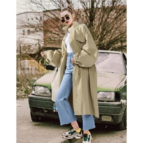 2021 Spring/Autumn Long Trench Coat Women Casual Single Breasted Slim Trench Coat Female Outwear Fashion Windbreaker