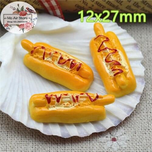 10PCS Resin hot dog Flat back Cabochon imitation food Art Supply Decoration Charm Craft