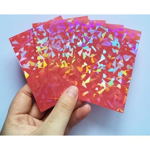 100PCS/LOT 66x91mm Red Broken Gemstone Glass Laser High End Cards Sleeves Korea Idol Card Protector Shield Magic Cover Pkm/MGT