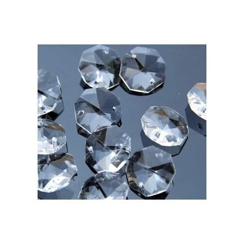 100pcs 14mm 2 HOLES OCTAGON CRYSTAL BEADS Wedding & Christmas party event Decoration
