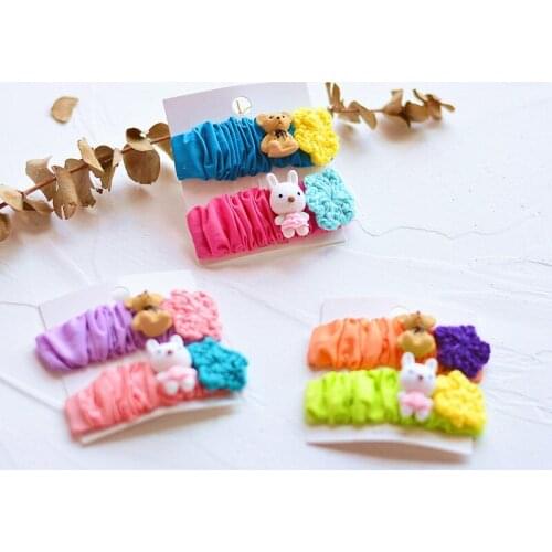2/4/6pcs/set Lovely Girls Geometric Hairpins Cartoon Animal Hair Clips for Girls Scrunchie Barrettes Girls Hair Accessories