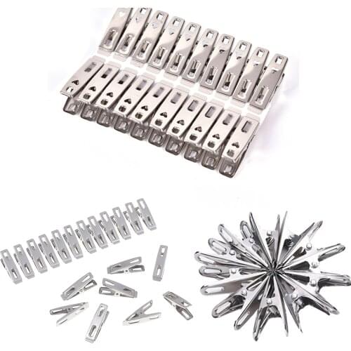 20Pcs/lot Washing Towel Holder Hanger Stainless Steel Metal Clips Clothes Pegs For Coat Pants Laundry Drying Hanger Rack