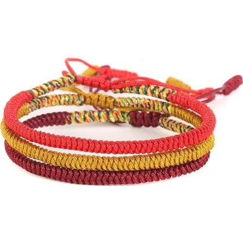 3PCS\SET Handmade Multi Color Tibetan Buddhist Good Lucky Knots Rope Charm Bracelets & Bangles For Women Men Bracelet