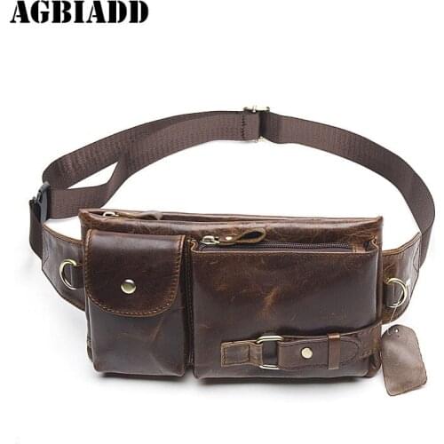 Genuine Leather Waist Bag MenS Leather Men Waist Bag Heuptas Belt Bag Bolsos Para Cintura Hombres Bolso De Cintura Waist Packs