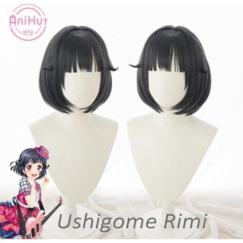 【AniHut】Ushigome Rimi Wig BanG Dream! Poppin'Party Cosplay Wig Synthetic Women Black Bandori Cosplay Ushigome Rimi