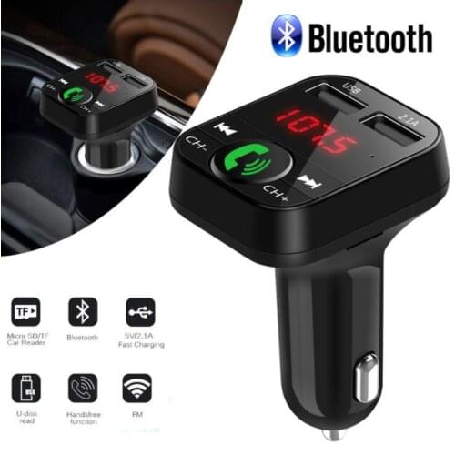 Car Kit Handsfree Wireless Bluetooth-compatible 5.0 FM Transmitter LCD USB Charger Car Accessories Dual USB Charger FM Modulator