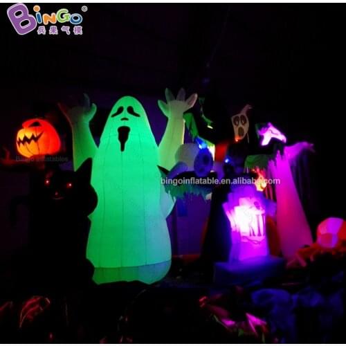 Free Shipping 3~5mH Inflatable Halloween White Ghost With LED Lighting / 10 Feet Tall Inflated Specter Toys - BG-A0801