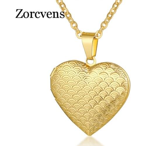 ZORCVENS Light Heart Locket Pendants for Women Men Openable Photo Frame Glossy Stainless Steel Necklaces Family Love Collar