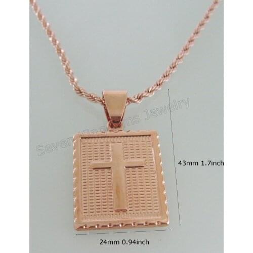 Order 10$ GET FREE SHIPPING/ - ROSE GOLD GP 20" ROPE NECKLACE IN IRON BASE &JESUS CROSS GOD PENDANT IN COPPER MATERIAL