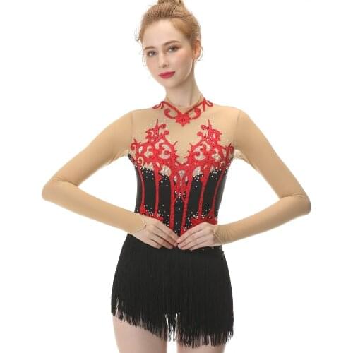 Black Figure Skating Costume Cheongsam Figure Skating Skirt Beautiful Skating Dress Girl /Women