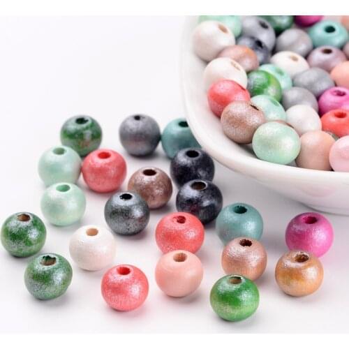 Colored Round Marble Macrame Big Wooden Beads Accessories 7x8mm Mixed Dream Effect DIY Handmade Jewelry Slices Wholesale