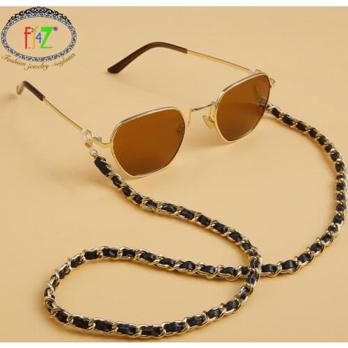 F.J4Z 2021 Trend Glasses Strap For Women Vintage PU Leather Rope Cuban Chain Eyewear Lanyard Chain Holder brillenkette